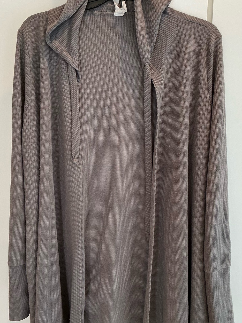 Honeyme Women's Hooded Open-Front Waffle Knit Cardigan - Gray Taupe